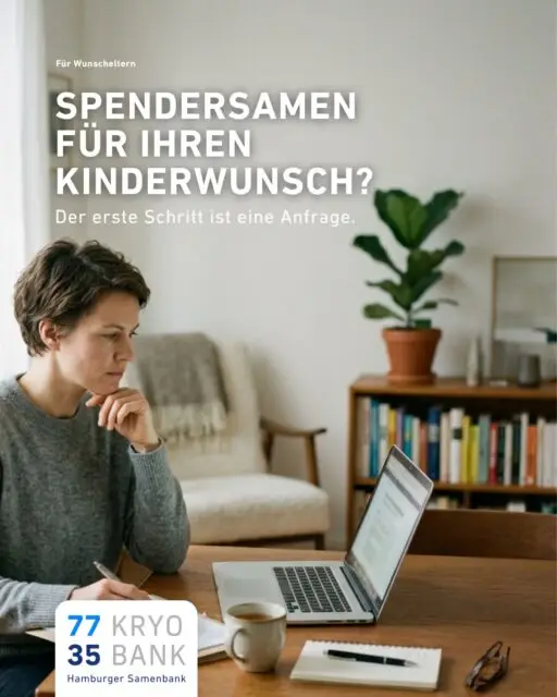 Sie erhalten zunächst Unterlagen und können offene Fragen in Ruhe klären.

Bei der 77 35 Kryobank begleiten wir Sie persönlich bei der Spenderauswahl.

#kinderwunsch #samenspende #hamburg #kryobank