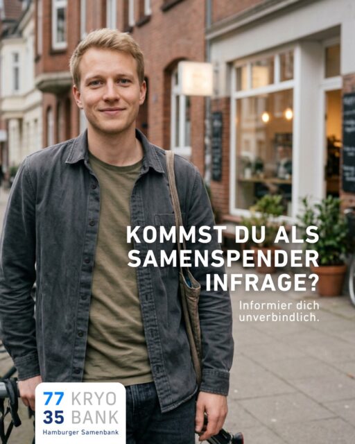 Eine Samenspende ist kein einzelner Termin, sondern ein Engagement über mehrere Jahre.
Regelmäßige Termine sollten gut in deinen Alltag passen.
Wenn du im Hamburger Raum lebst, informier dich unverbindlich bei uns.